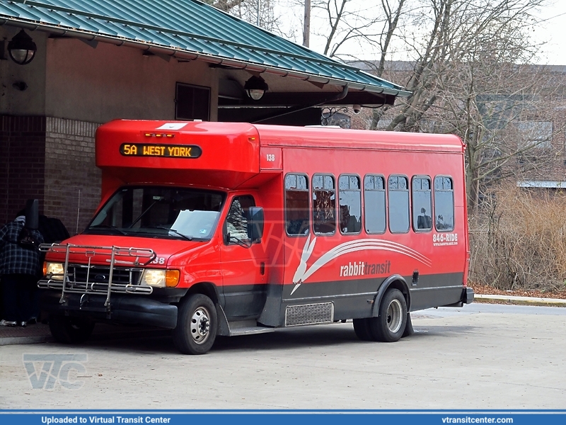 Rabbit Transit 138 On Route 5A
5A West York
Ford E450/Coach and Equipment Phoenix
York Transit Center, York, PA
January 2nd, 2012
