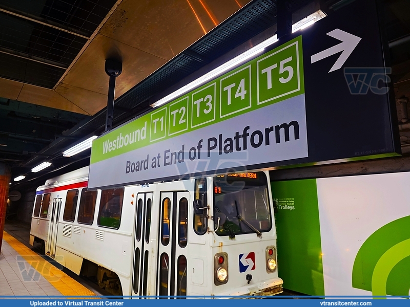 SEPTA Metro T1 T2 T3 T4 T5 Westbound Sign
