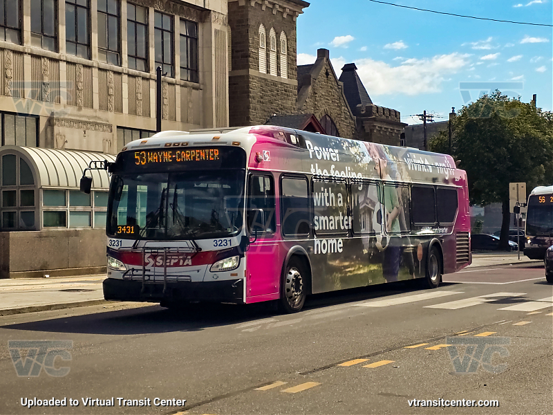 SEPTA 3231 on Route 53
Route 53 to Wayne-Carpenter
Keywords: SEPTA Bus;New Flyer XDE40