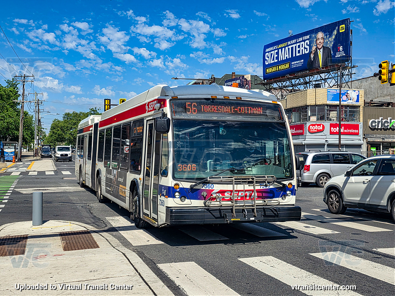 SEPTA 7360 on Route 56
Route 56 to Torresdale-Cottman
Keywords: SEPTA Bus;NovaBus LFSA