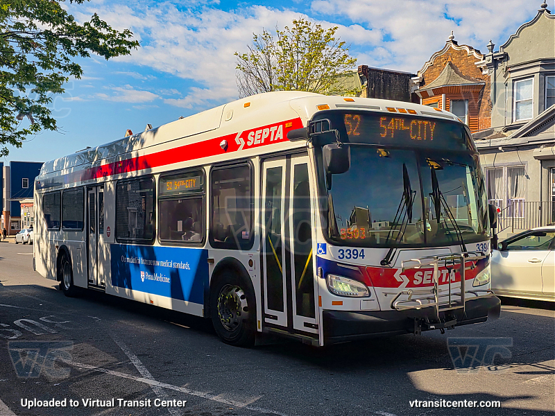 SEPTA 3394 on Route 52
Route 52 to 54th-City
New Flyer XDE40
Keywords: SEPTA Bus;New Flyer XDE40