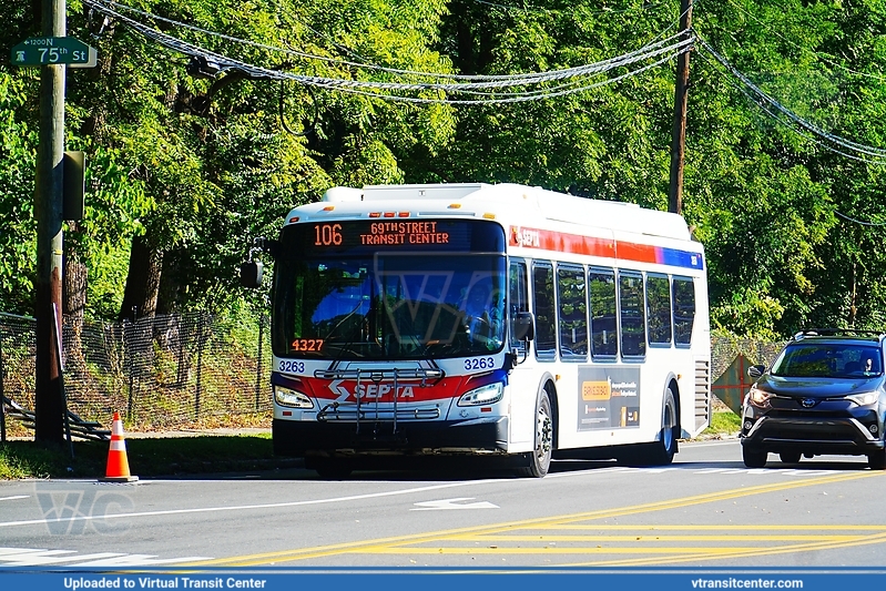 SEPTA 3263 on Route 106
Route 106 to 69th Street Transit Center
New Flyer XDE40
