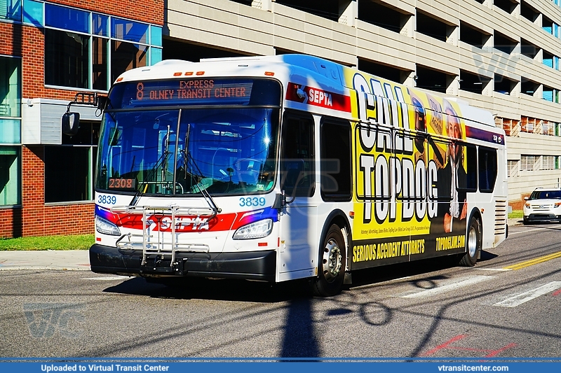 SEPTA 3839 on Route 8
Route 8 Express to Olney Transit Center
Last SEPTA Route 8 Bus to Ever Operate
New Flyer XDE40
