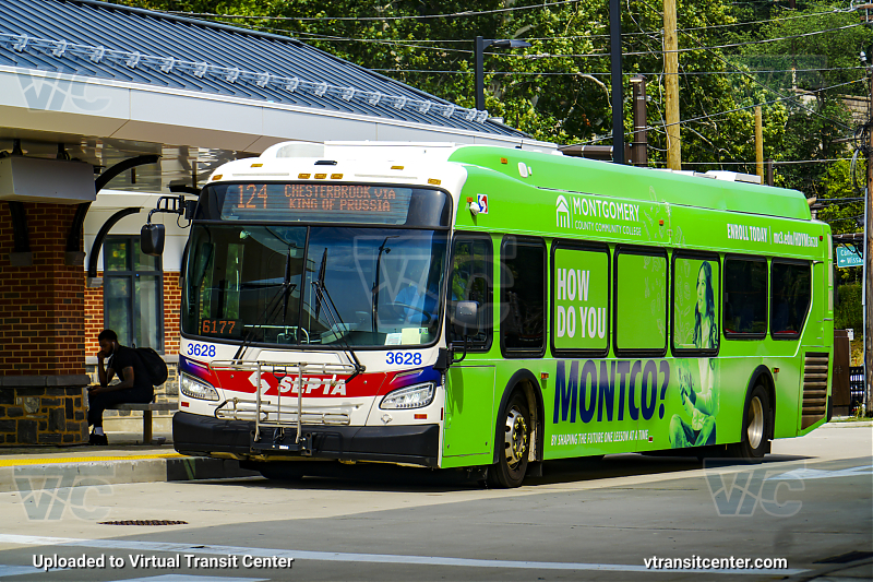 SEPTA 3628 on Route 124
Route 124 to Chesterbrook via King of Prussia

Montogmery County Community College Wrap
Keywords: SEPTA Bus;New Flyer XDE40