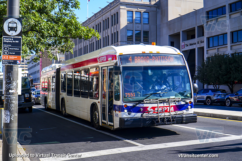 SEPTA 7475 on Route 4
Route 4 to Broad-Pattison
Keywords: SEPTA Bus;NovaBus LFS Artic