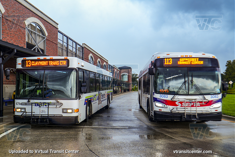 DART First State 474 on Route 13 and SEPTA 3083 on Route 113
DART Route 13 to Claymont Transportation Center
SEPTA Route 113 to 69th Street Transit Center
Keywords: DART First State;Gillig Low Floor;SEPTA Bus;New Flyer XDE40