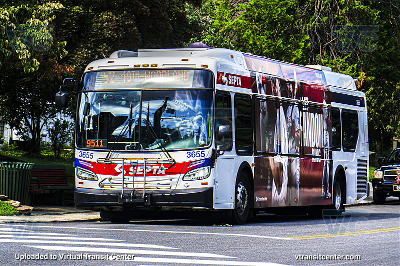 SEPTA 3655 on Route 52
Route 52 to 49th-Woodland

This was the final day of service to Gladwyne. As part of the New bus network, all bus service to Gladwyne will be discontinued. This particular picture was at the final stop on the 52 in Gladwyne, PA.
Keywords: SEPTA Bus;New Flyer XDE40