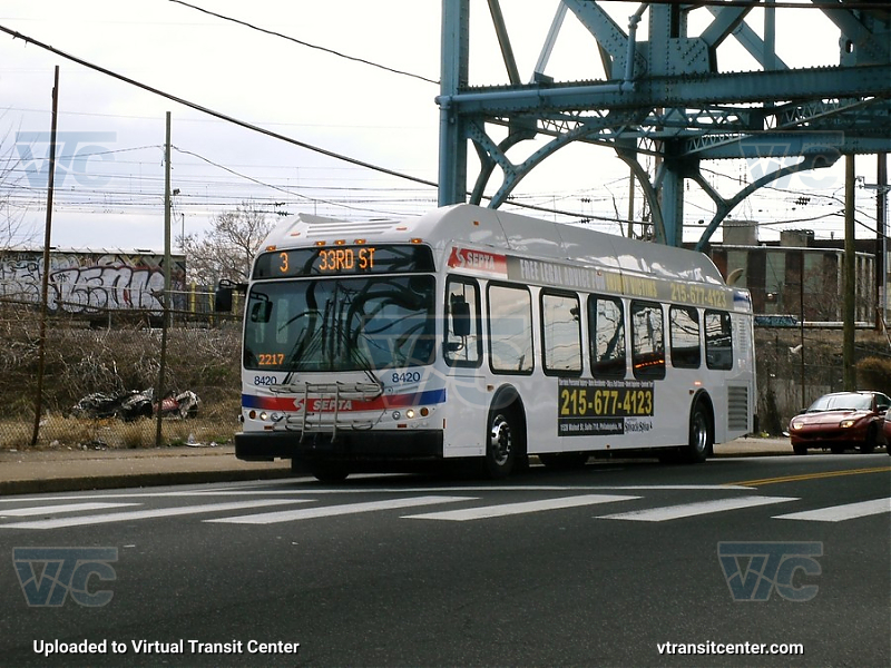 SEPTA 8420 on Route 3
Route 3 to Frankford Transportation Center (signed up as 33rd-Cecil B. Moore)
Keywords: SEPTA Bus;New Flyer Restyled;New Flyer DE40LFR