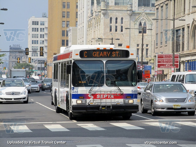 SEPTA 5488 on Route C
Route C to Broad Street, Geary Street
Keywords: SEPTA Bus;New Flyer D40LF