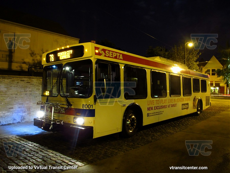 SEPTA 8001 on Route 23
Signed up as 78 Express to Center City
Keywords: SEPTA Bus;New Flyer D40LF