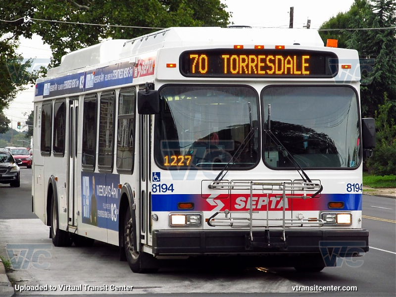 SEPTA 8194 on Route 70
Route 70 to Torredale and Cottman
Keywords: SEPTA Bus;New Flyer DE40LF;2nd