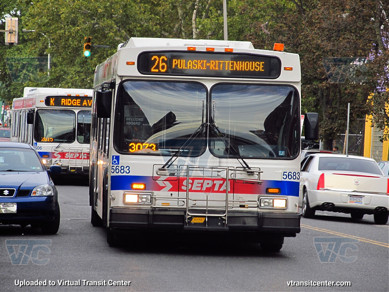 SEPTA 5683 on Route 26
Route 26 to Pulaski and Rittenhouse
Keywords: SEPTA Bus;New Flyer D40LF