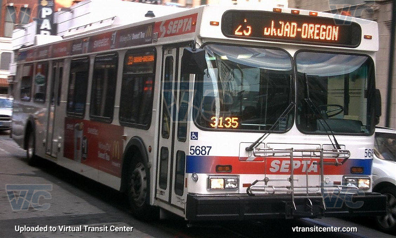 SEPTA 5687 on Route 23
Route 23 to Broad-Oregon
Keywords: SEPTA Bus;New Flyer D40LF