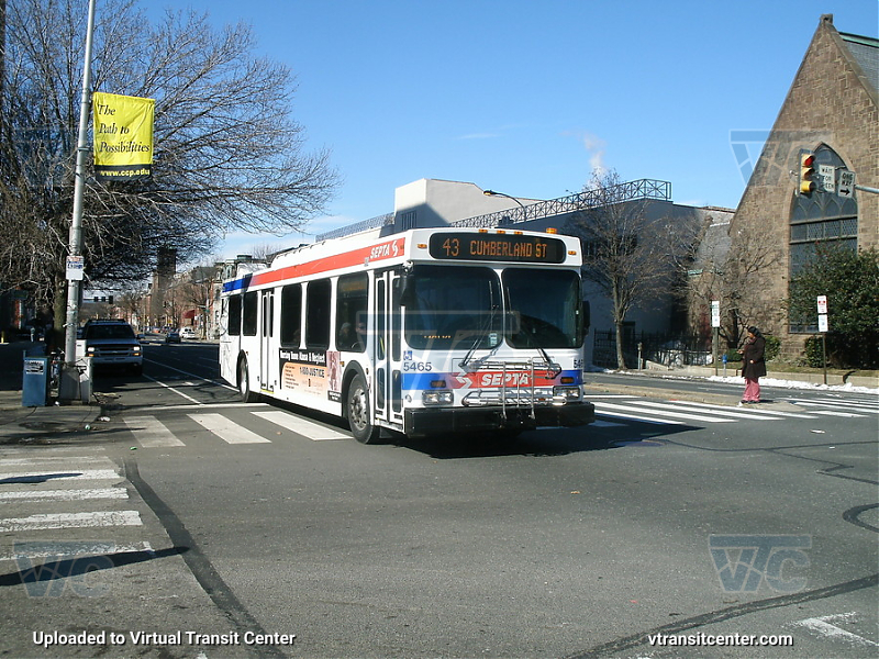SEPTA 5465 on Route 43
Route 43 to Richmond and Cumberland St
Keywords: SEPTA Bus;New Flyer D40LF