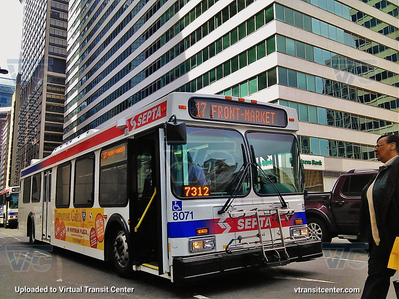 SEPTA 8071 on Route 17
Route 17 to Front-Market
Keywords: SEPTA Bus;New Flyer D40LF