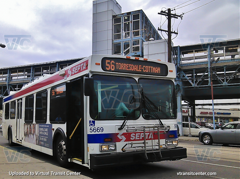 SEPTA 5669 on Route 56
This bus had a Hanover Displays destination sign, which ended up being the signs in SEPTA's MD30s
Keywords: SEPTA Bus;New Flyer D40LF