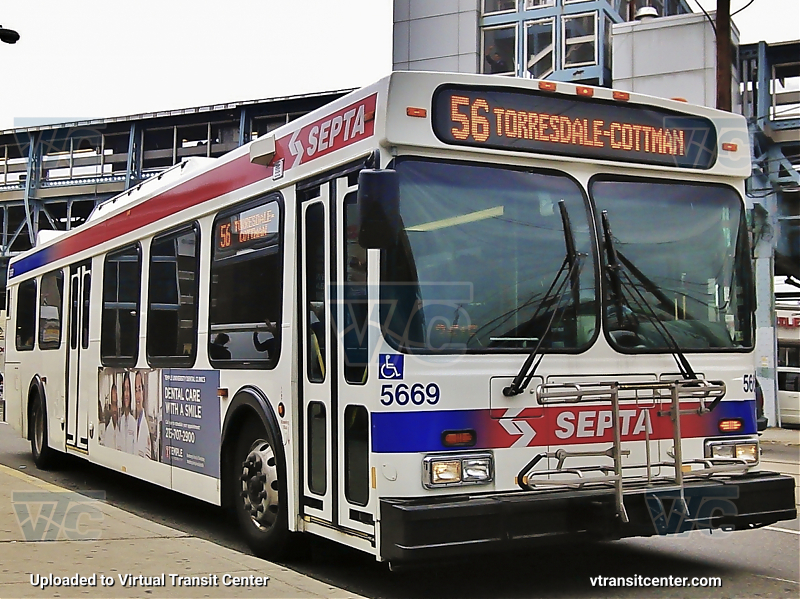 SEPTA 5669 on Route 56
This bus had a Hanover Displays destination sign, which ended up being the signs in SEPTA's MD30s
Keywords: SEPTA Bus;New Flyer D40LF