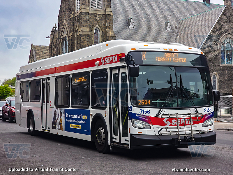SEPTA 3156 on Route K
Route K to Arrott Transit Center
New Flyer XDE40
