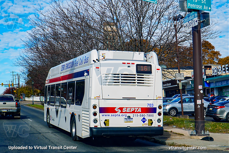 SEPTA XHE40 703 on Route 16
Route 16 to Cheltenham-Ogontz
New Flyer XHE40
Keywords: SEPTA Bus;Hydrogen Fuel Cell;New Flyer XHE40;Zero Emissions Bus
