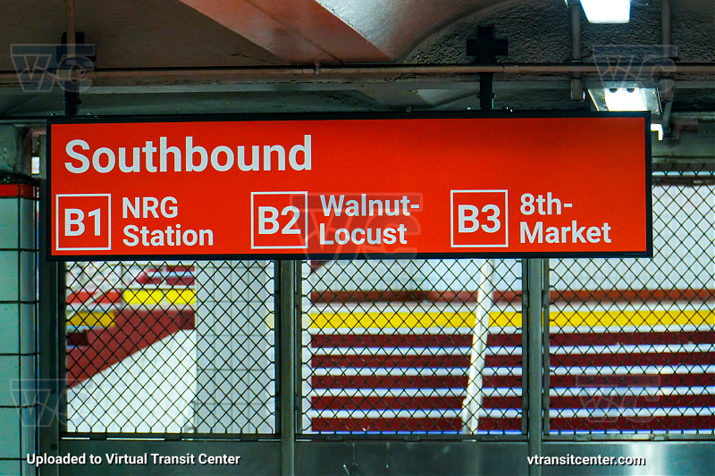 Olney Transit Center - Southbound Platform Signs
B1 NRG Station
B2 Walnut-Locust
B3 8th-Market

