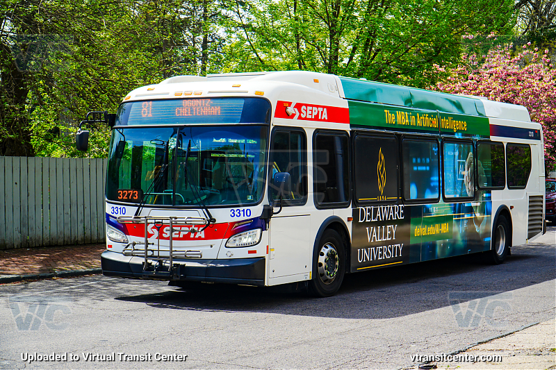 SEPTA 3310 on Route 81
Route 81 to Ogontz-Cheltenham
New Flyer XDE40
