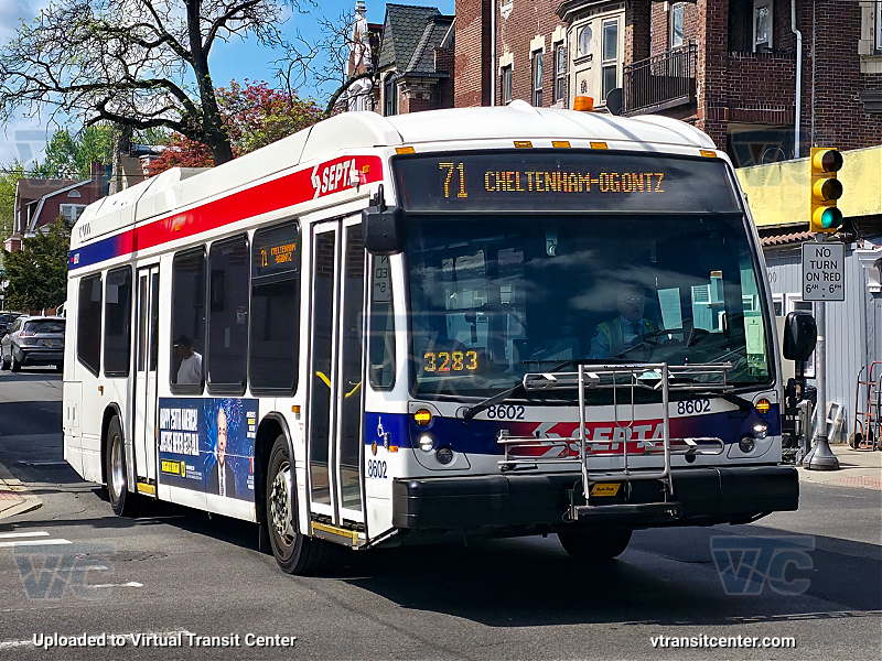 SEPTA 8602 on Route 71
Route 71 to Cheltenham-Ogontz
NovaBus LFS
Keywords: SEPTA;NovaBus LFS
