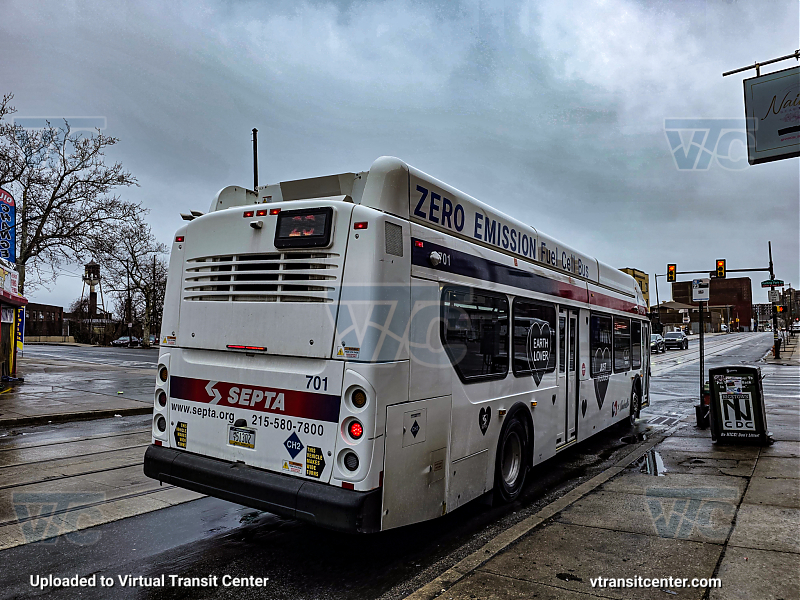 SEPTA XHE40 701 on Route 23 (Rear View)
Route 23 to 11th-Market
New Flyer XHE40
Keywords: SEPTA Bus;Hydrogen Fuel Cell;New Flyer XHE40;Zero Emissions Bus