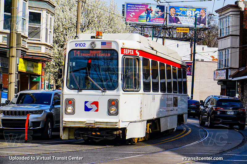 SEPTA Trolley K-car 9102 on Route T4
Route T4 to Darby Transit Center (Former Route 11)
Kawasaki LRV
