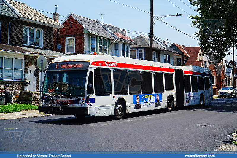 SEPTA 7342 on Route 6
Route 6 to Cheltenham-Ogontz
NovaBus LFS Artic
