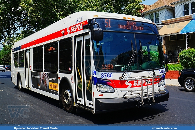 SEPTA 3786 on Route 51
Route 51 to Olney Transit Center
New Flyer XDE40
