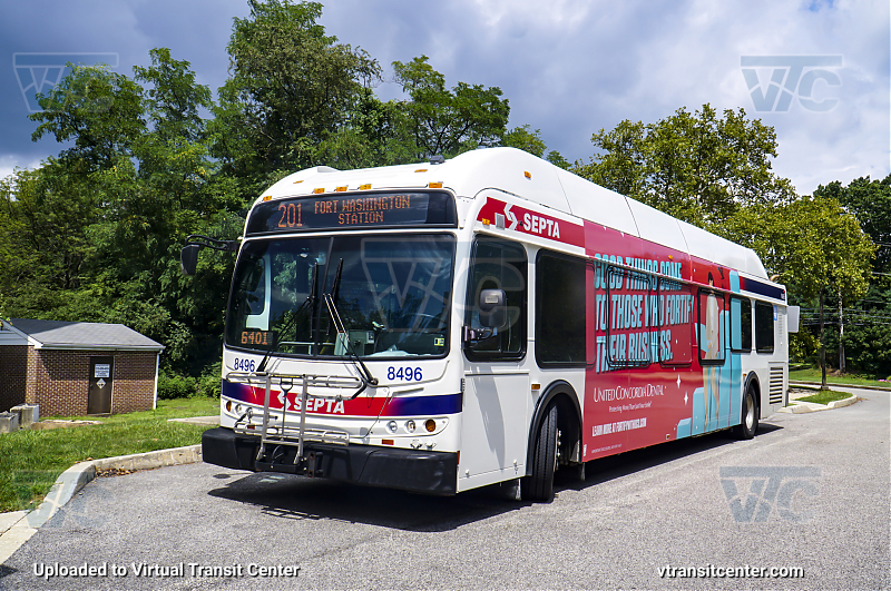 SEPTA 8496 on Route 201
Route 201 to Fort Washington Station
Keywords: SEPTA Bus;New Flyer Restyled;New Flyer DE40LFR;Route 201