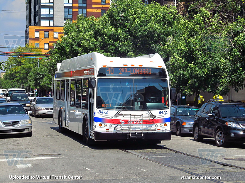 SEPTA 8472 on Route 40
Route 40 to 2nd-Lombard
Keywords: SEPTA Bus;New Flyer Restyled;New Flyer DE40LFR