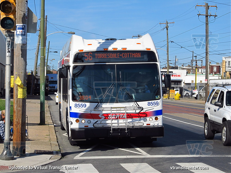 SEPTA 8559 on Route 56
Route 56 to Torresdale-Cottman
Keywords: SEPTA Bus;New Flyer Restyled;New Flyer DE40LFR