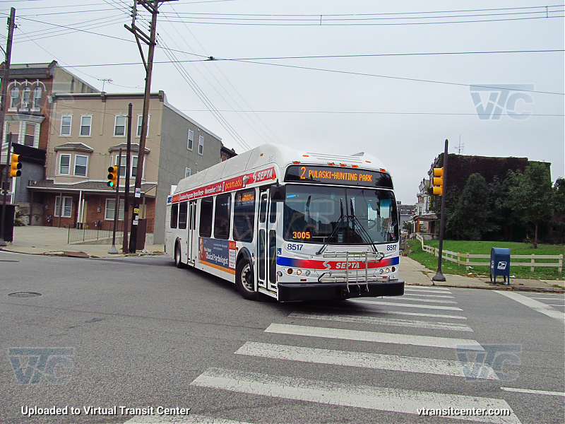 SEPTA 8517 on Route 2
Route 2 to Pulaski-Hunting Park
Keywords: SEPTA Bus;New Flyer Restyled;New Flyer DE40LFR