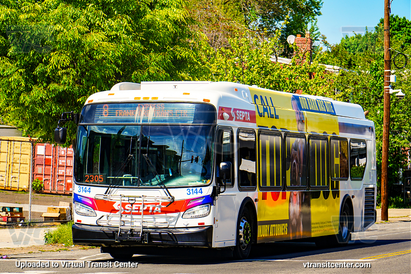SEPTA 3144 on Route K
Route 8 Express to Frankford Transit Center
(Actually route K to Ridge-Midvale)
New Flyer XDE40

