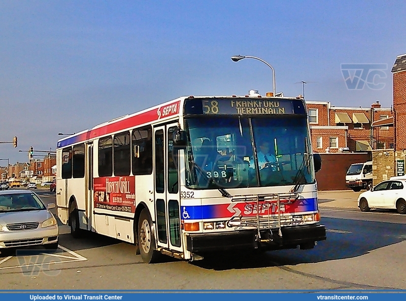 SEPTA 5352 on Route 58
Route 58 to Frankford Terminal
NABI 416.08TA
May 8th 2014
