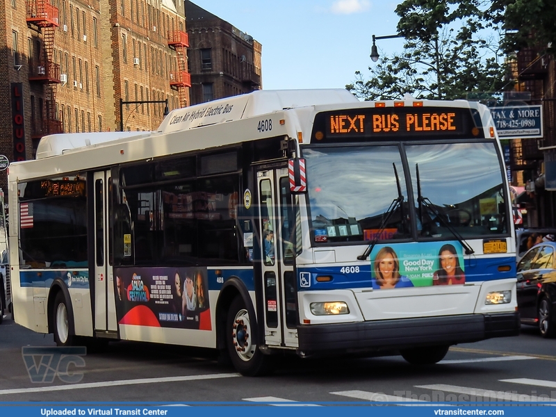 MTA New York City 4608
Not in Service
Orion VII NG Hybrid
Flatbush Avenue and Lincoln Road, Brooklyn, New York City, NY
