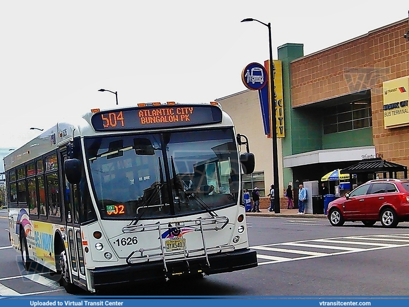 NJ Transit 1626 on route 504
504 to Atlantic City Bungalow Pk
North American Bus Industries (NABI) 31LFW
May 7th, 2014
Keywords: NJT;NABI 31LFW