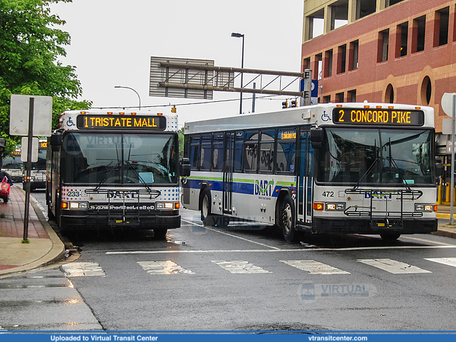 Delaware Area Regional Transit 233 and 474 on routes 1 and 2
1 to Tri-State Mall; 2 via Concord Pike
Gillig Low Floor
Front Street at Amtrak Station, Wilmington, DE
June 5th, 2017
Keywords: DART First State;Gillig Low Floor