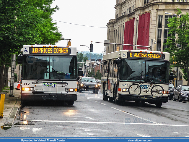 Delaware Area Regional Transit 245 and 417 on routes 6 and 18
Gillig Low Floor
10th and King Streets, Wilmington, DE
June 5th, 2017
Keywords: DART First State;Gillig Low Floor