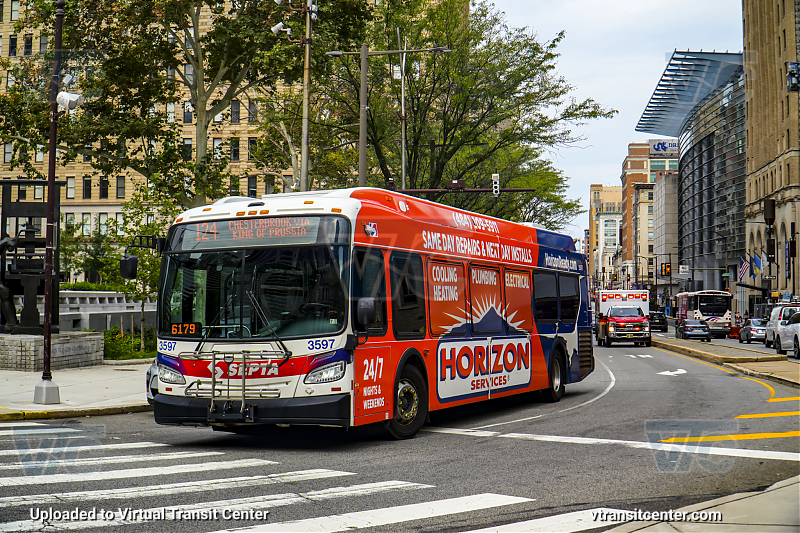 SEPTA 3597 on Route 124
Route 124 to Chesterbrook via King of Prussia
Horizon Services Wrap
Keywords: SEPTA Bus;New Flyer XDE40