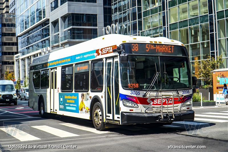 SEPTA 3035 on Route 38
Route 38 to 5th-Market
Keywords: SEPTA Bus;New Flyer XDE40