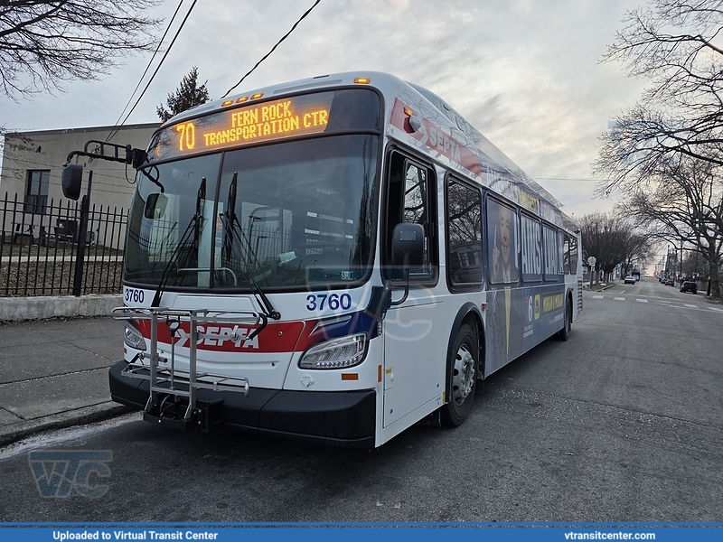 SEPTA 3760 on Route 70
Route 70 to Fern Rock Transit Center 
New Flyer XDE40
Keywords: SEPTA;XDE40