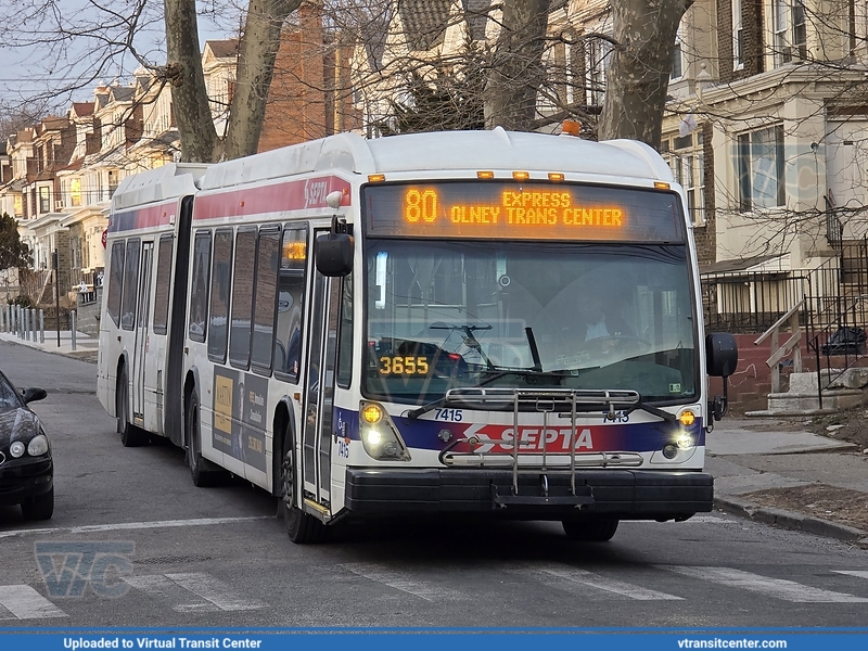 SEPTA 7415 on Route 80
Route 80 Express to Olney Transit Center
NovaBus LFS Artic
Keywords: SEPTA;NovaLFSA