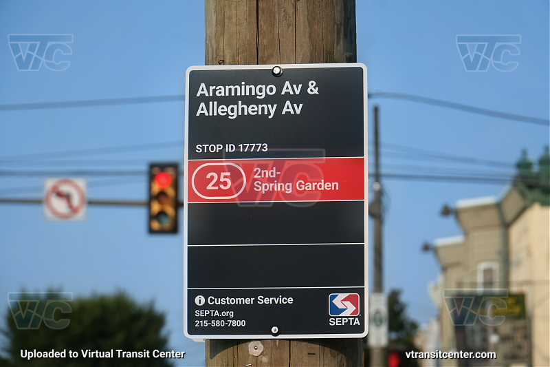 SEPTA New Bus Network Style Transit Stop
Route 25 to 2nd-Spring Garden
Arimingo Avenue and Allegheny Avenue
Keywords: SEPTA Bus;New Bus Network