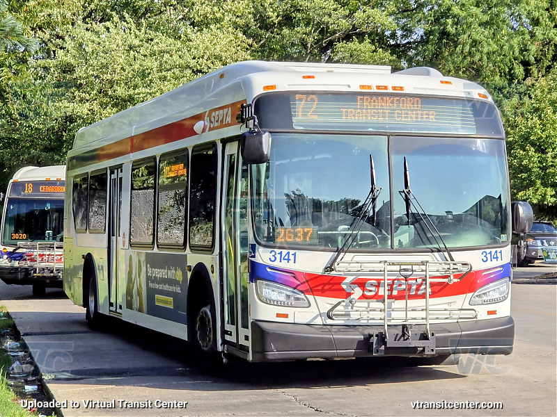 SEPTA 3141 on Route 72
Route 72 to Frankford Transit Center
Keywords: SEPTA Bus;New Flyer XDE40
