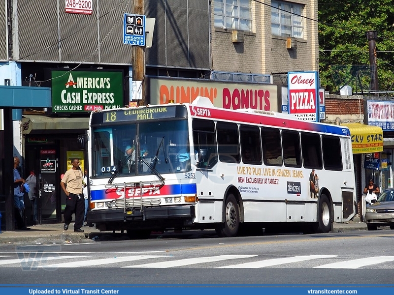 SEPTA 5253 on Route 18
Route 18 to Cedarbrook Mall
NABI 416.08TA
July 26th 2011
Keywords: SEPTA;NABI416