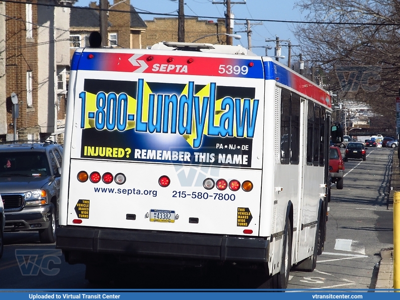 SEPTA 5399 Rear
Rear Photo
NABI 416.08
March 14th 2012
Keywords: SEPTA;NABI416