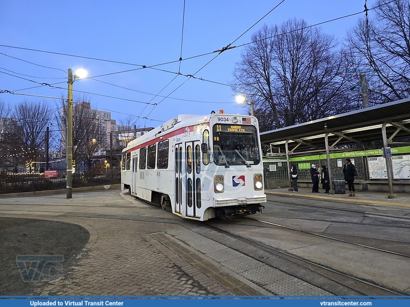 SEPTA Trolley K-Car 9034 on Route 11
Route T4 (11) to Darby Transit Center
Kawasaki Series 9000 LRV
Keywords: SEPTA