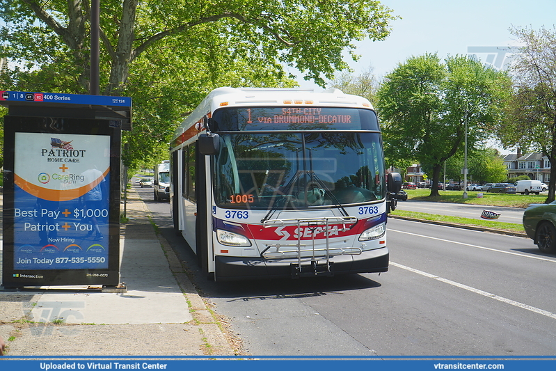 SEPTA 3763 on Route 1
Route 1 to 54th-City via Drummond-Decatur
New Flyer XDE40
Keywords: SEPTA;XDE40